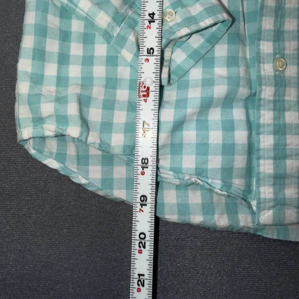 Ralph Lauren Kids Teal Gingham Button Down Shirt Linen Blend Size 7 322785645002